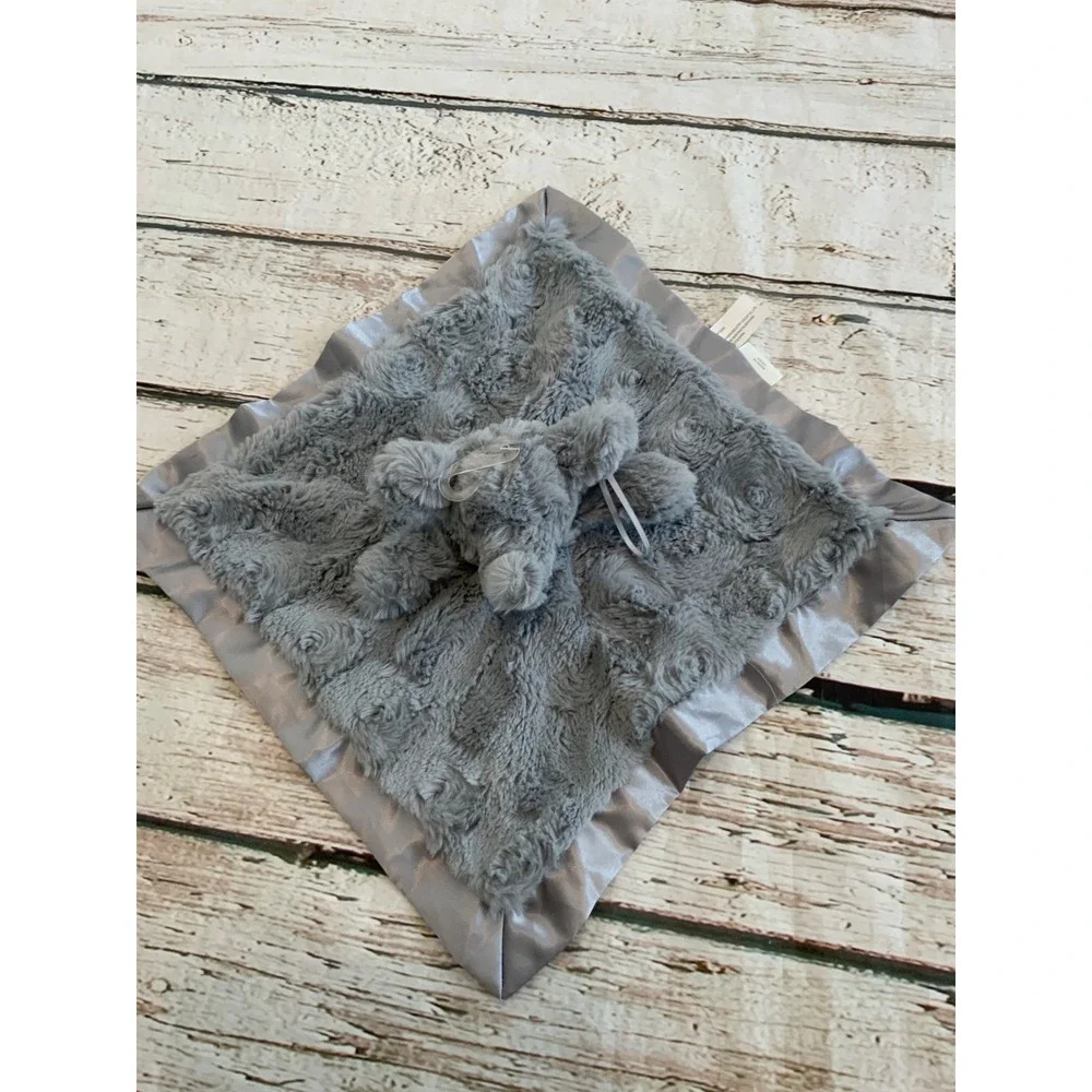 Cloud Island Gray Elephant Security Blanket Plush Lovey Satin Trim SWBP22042 NEW